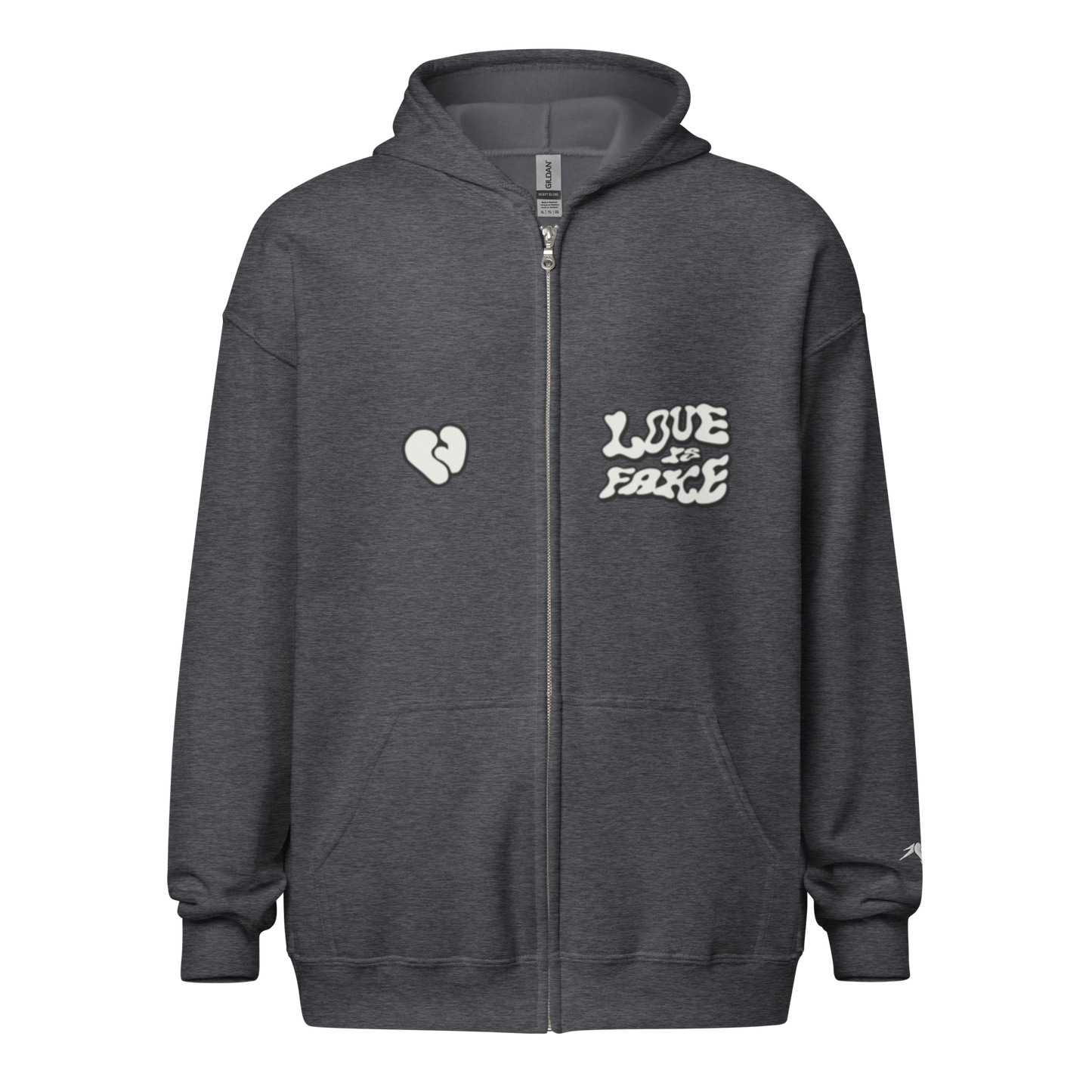 Love Is Fake | Zip PEBVER. Dark Heather S
