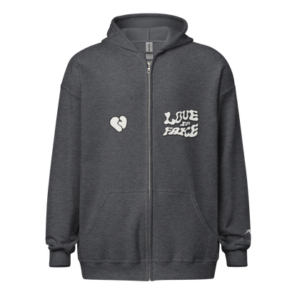 Love Is Fake | Zip PEBVER. Dark Heather S